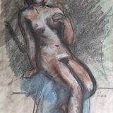 Nude study "Mademoiselle de B", signed by François Xavier Josse, 50s, 80 x 63 cm