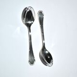 Ercuis set of 2 moka teaspoons Trianon in silver-plated metal with crossed ribbon 11 cm