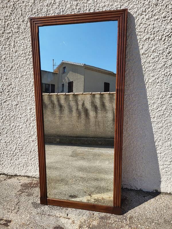 Large old mirror walnut wood frame