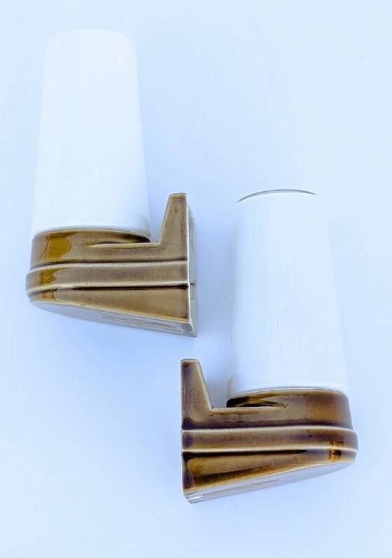 Pair of wall sconces "Bernadotte" model 6080 in ochre porcelain by Sigvard Bernadotte for Ifö - 1960