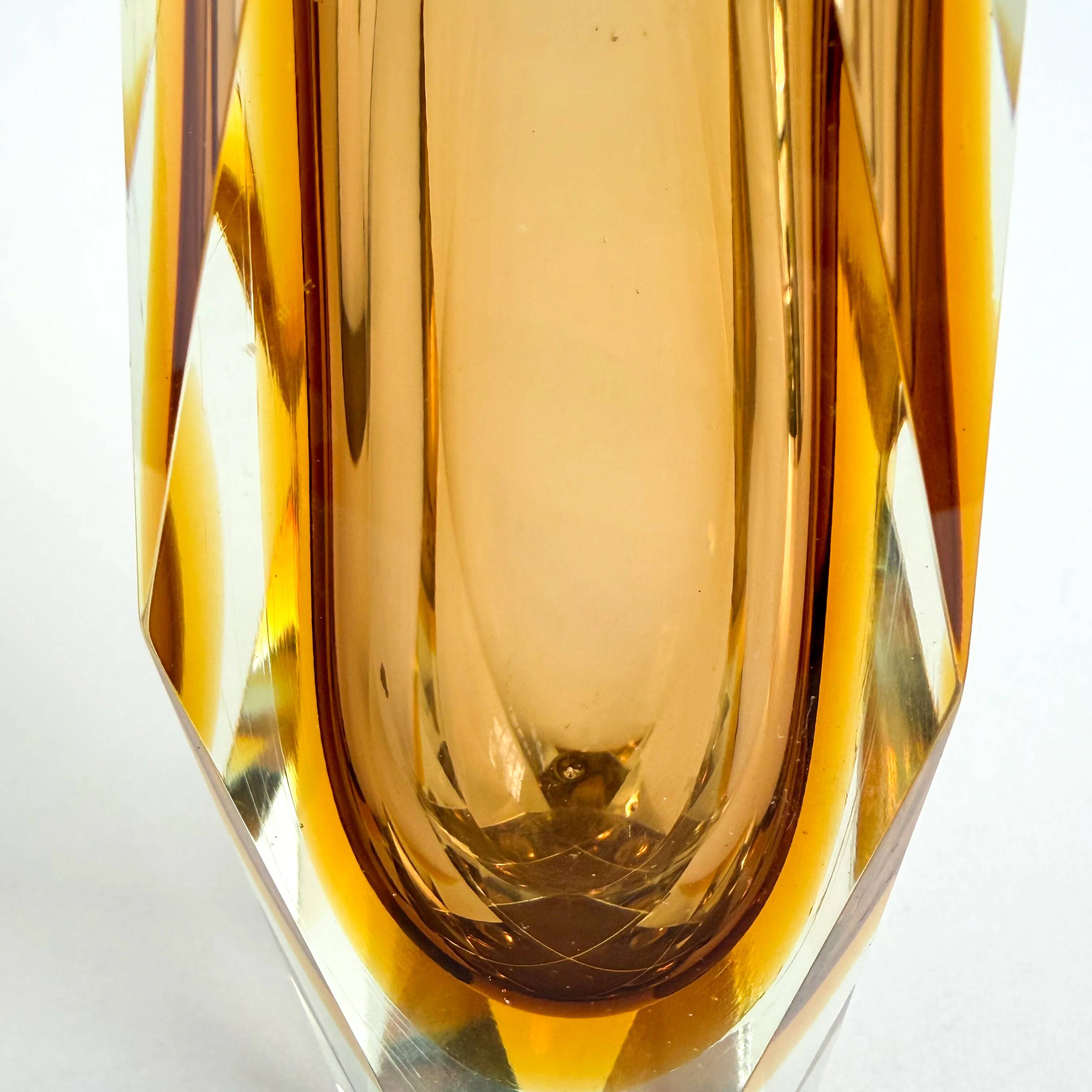 Faceted Murano Sommerso amber vase
