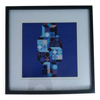 Tableau vintage Art Optique - Victor Vasarely