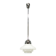 1930s Art Deco Bauhaus Opaline Glass and Chrome Pendant Light
