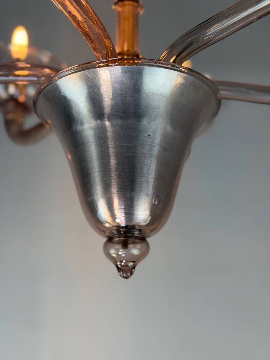 Venetian lustre made of Murano glass in amethyst colour, circa 1920.