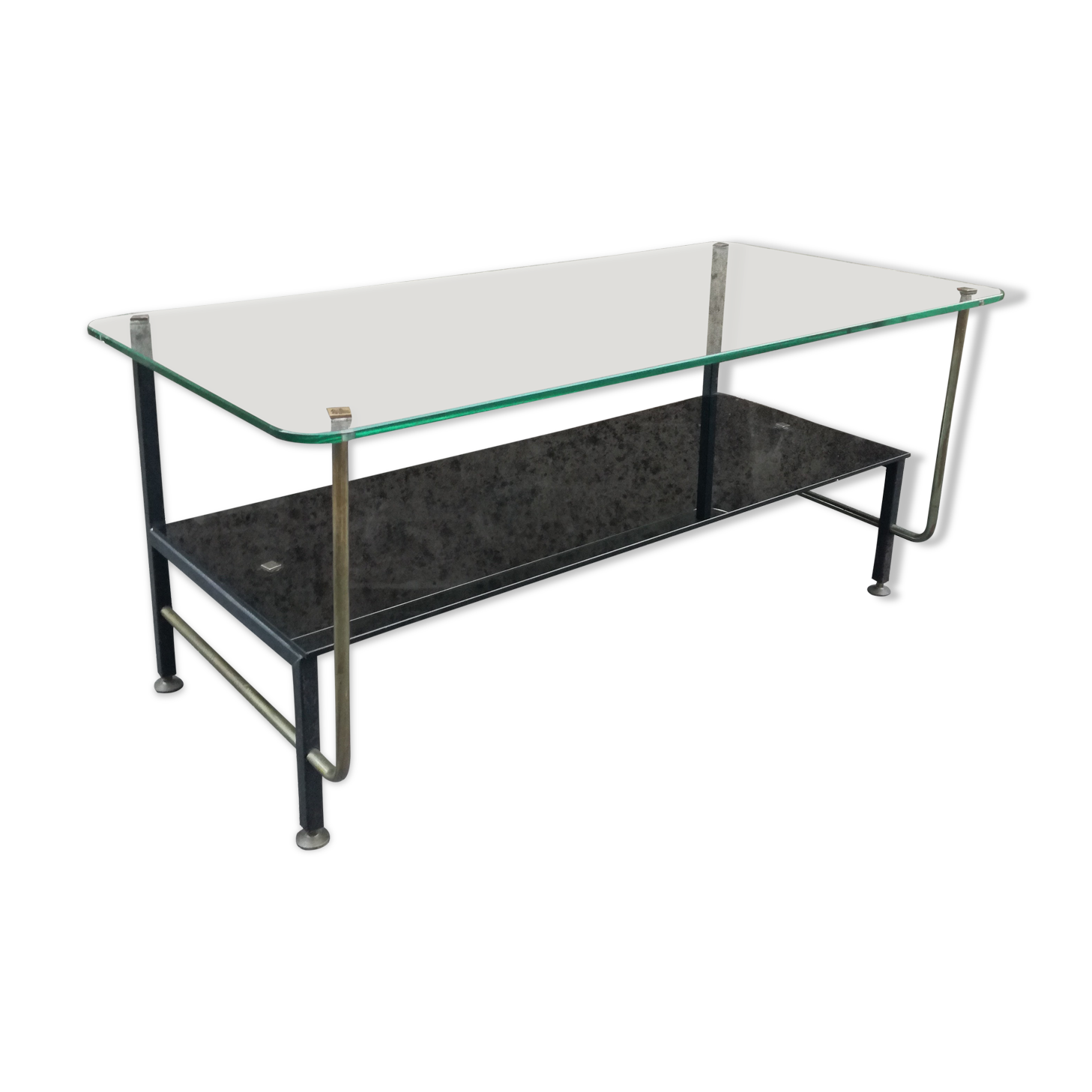 Asymmetrical glass coffee table 1950