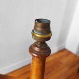 Pair of antique carved wooden lamps