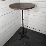 High table with cast iron legs and solid oak top