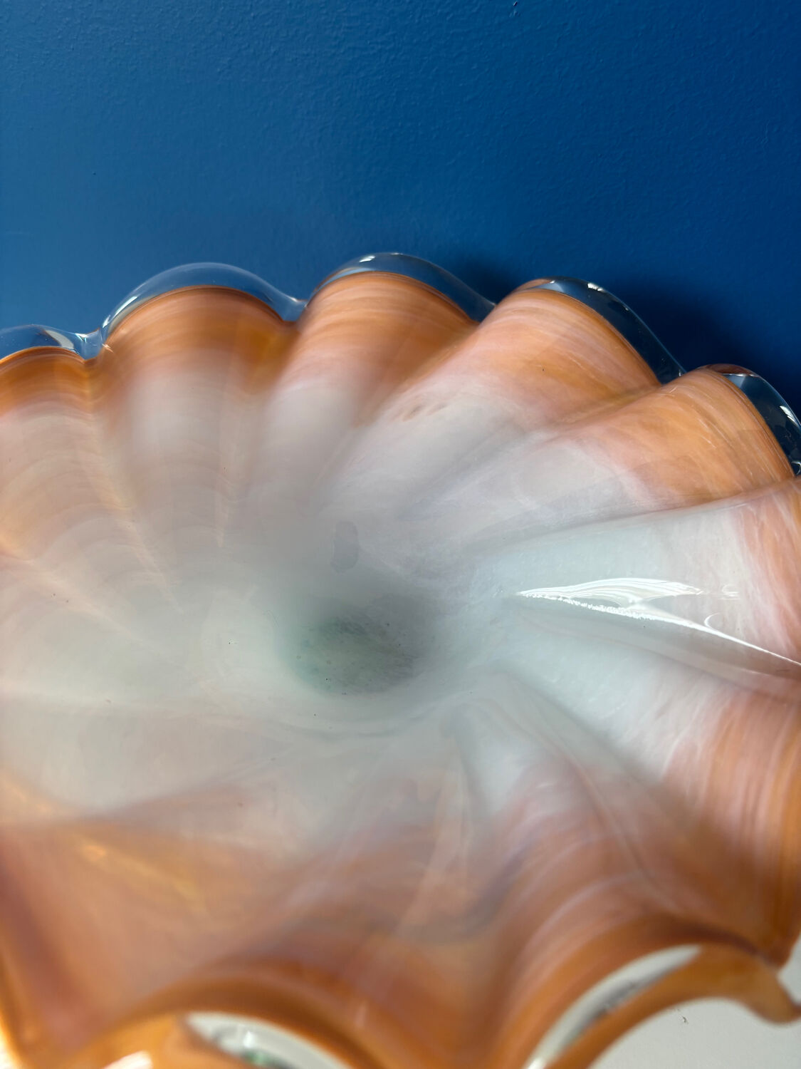 Vintage Murano glass wavy multicoloured centrepiece bowl