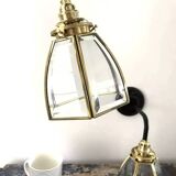 Pair of brass and glass wall lights