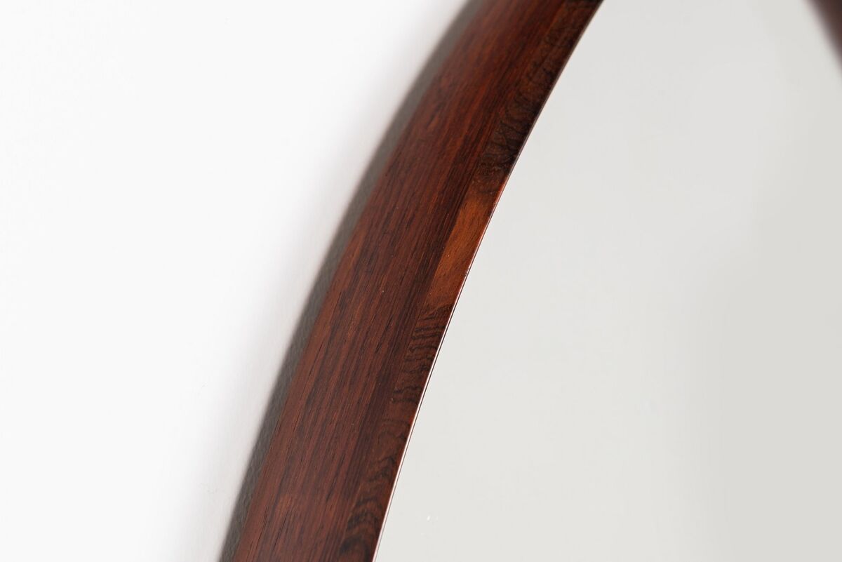 Thomas Poss Eferfolger wall mirror in rosewood triangular Denmark 1960