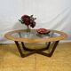 Table basse rétro vintage des années 50 par Schreiber, plateau en Formica • Verre D