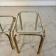 Tables gigognes vintage années 70 en laiton et verre – set de 3