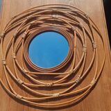 Round rattan mirror