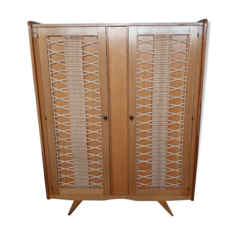 Vintage rattan wardrobe