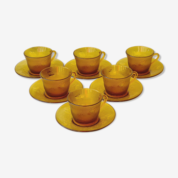 Six cups and under cups amber glass