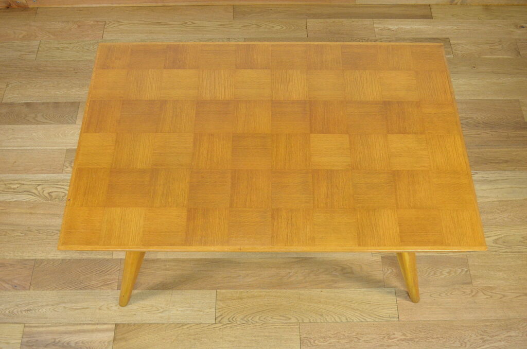 Table feet compass in vintage blond oak 1960
