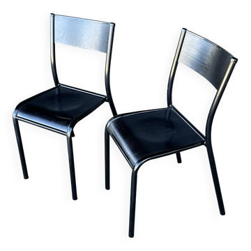 Pair of Mullca 510 chairs reissued by Label Edition in black version.