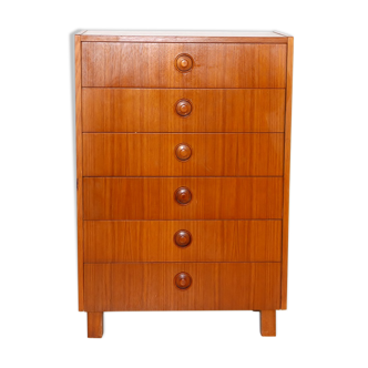 Teak "tallboy" chest of drawers, Sweden, 1960