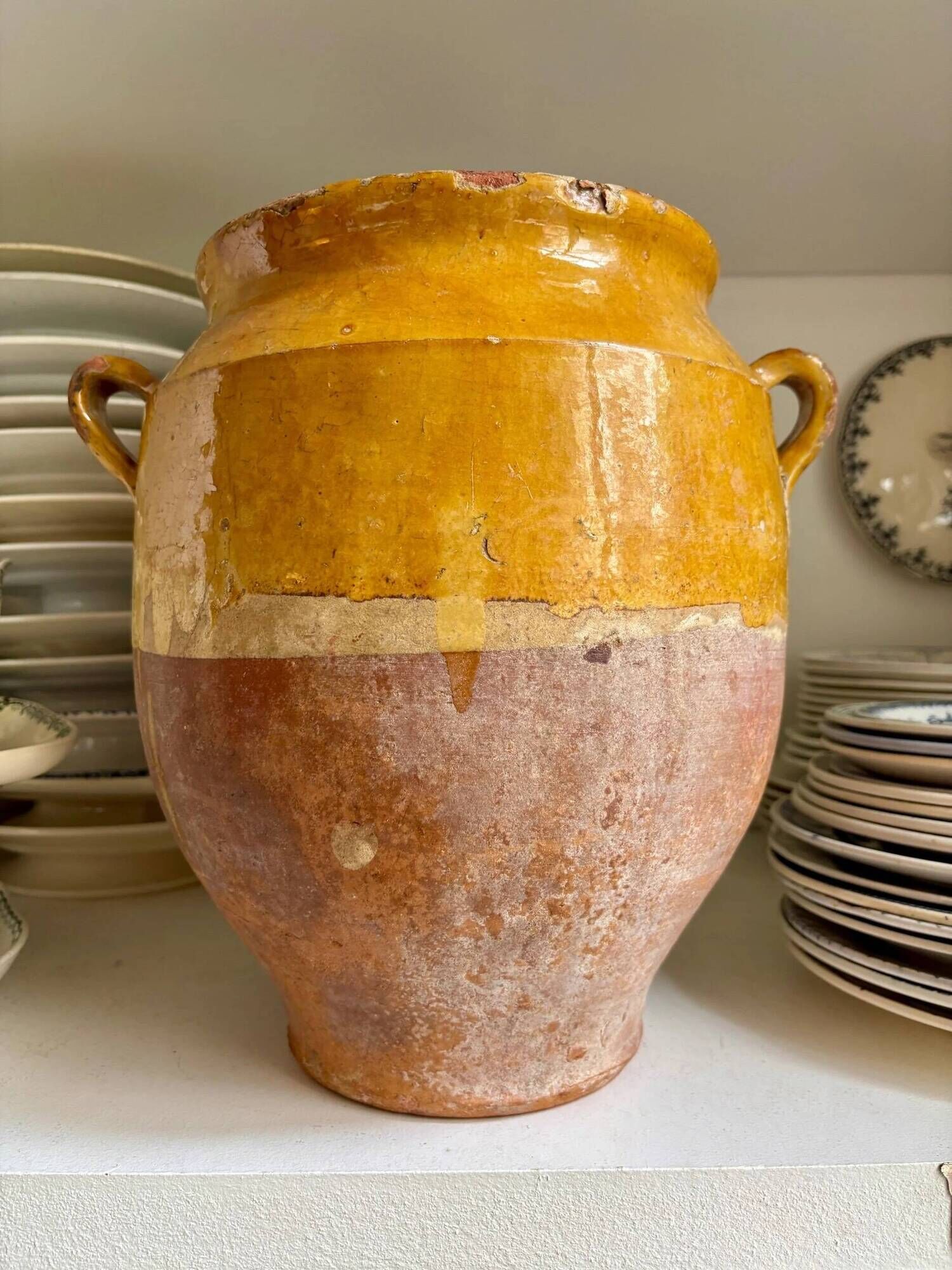 Grease pot, glazed ochre ceramic jar no. 4 - 18th century