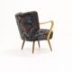 Set of 2 cocktail armchairs with floral upholstery 1950s