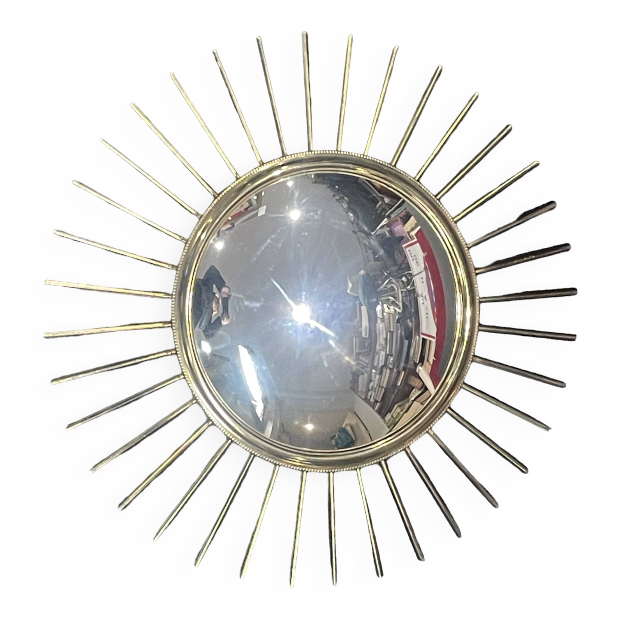 ancien Miroir Soleil Oeil De Sorcière laiton bruni