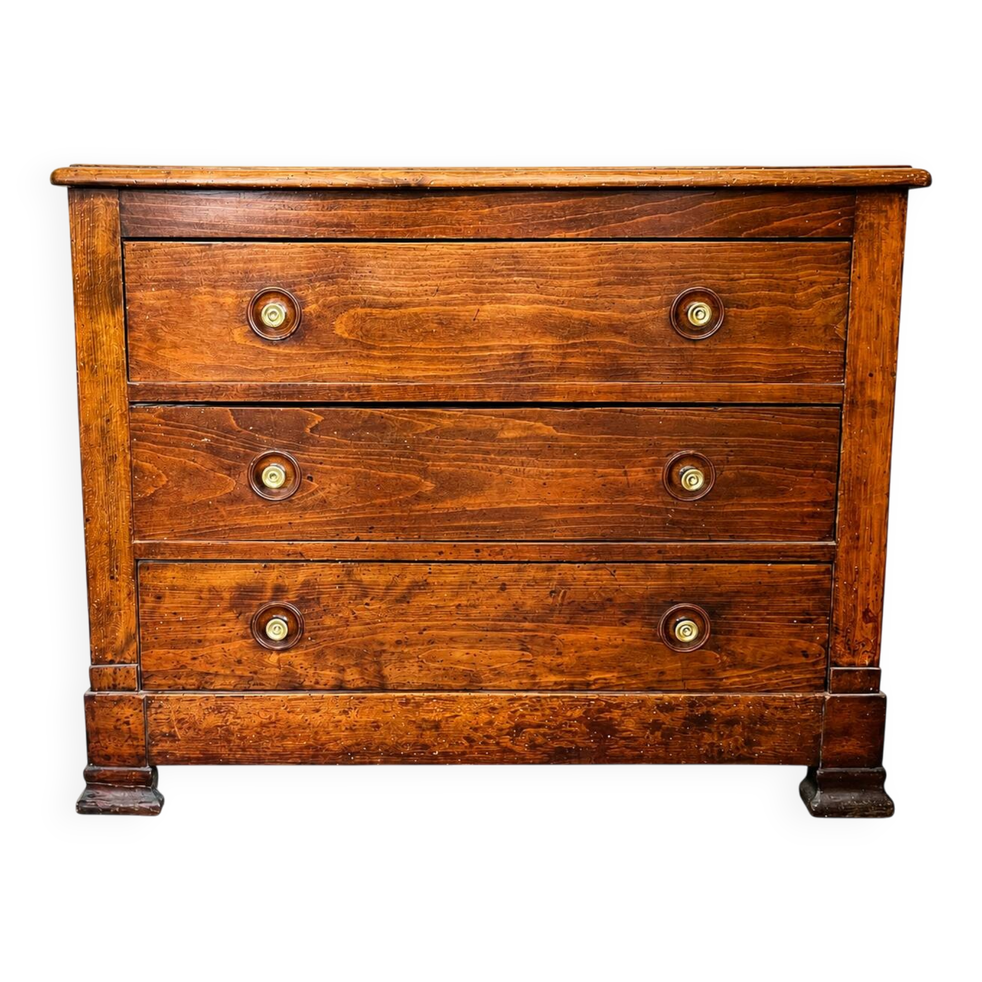 Commode de campagne ancienne en bois massif – XIXᵉ siècle – 3 tiroirs