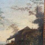 Oil on canvas "Seascape and Mountains" 19th century