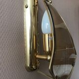 Set of 3 wall lights in golden brass and opaline glass