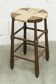 Tabouret brutaliste bois et paille 1960 59cm