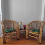 Pair of rattan armchairs