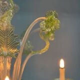 Venetian chandelier in colorless and green Murano glass, 6 light arms circa 1940