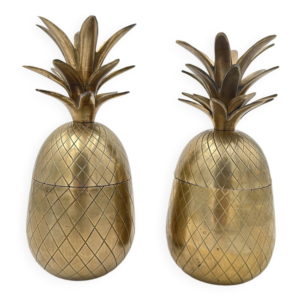Paire de Seaux à Glace ''Ananas'' en Laiton, dans le Goût de Mauro Manetti, A