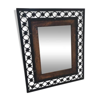 Artisanal wrought iron mirror