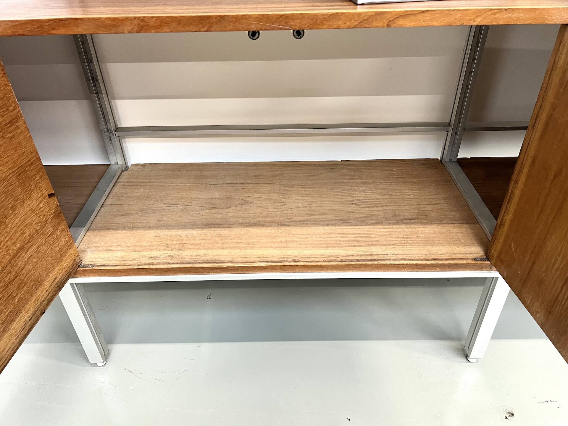 A row of 1980s bookshelves