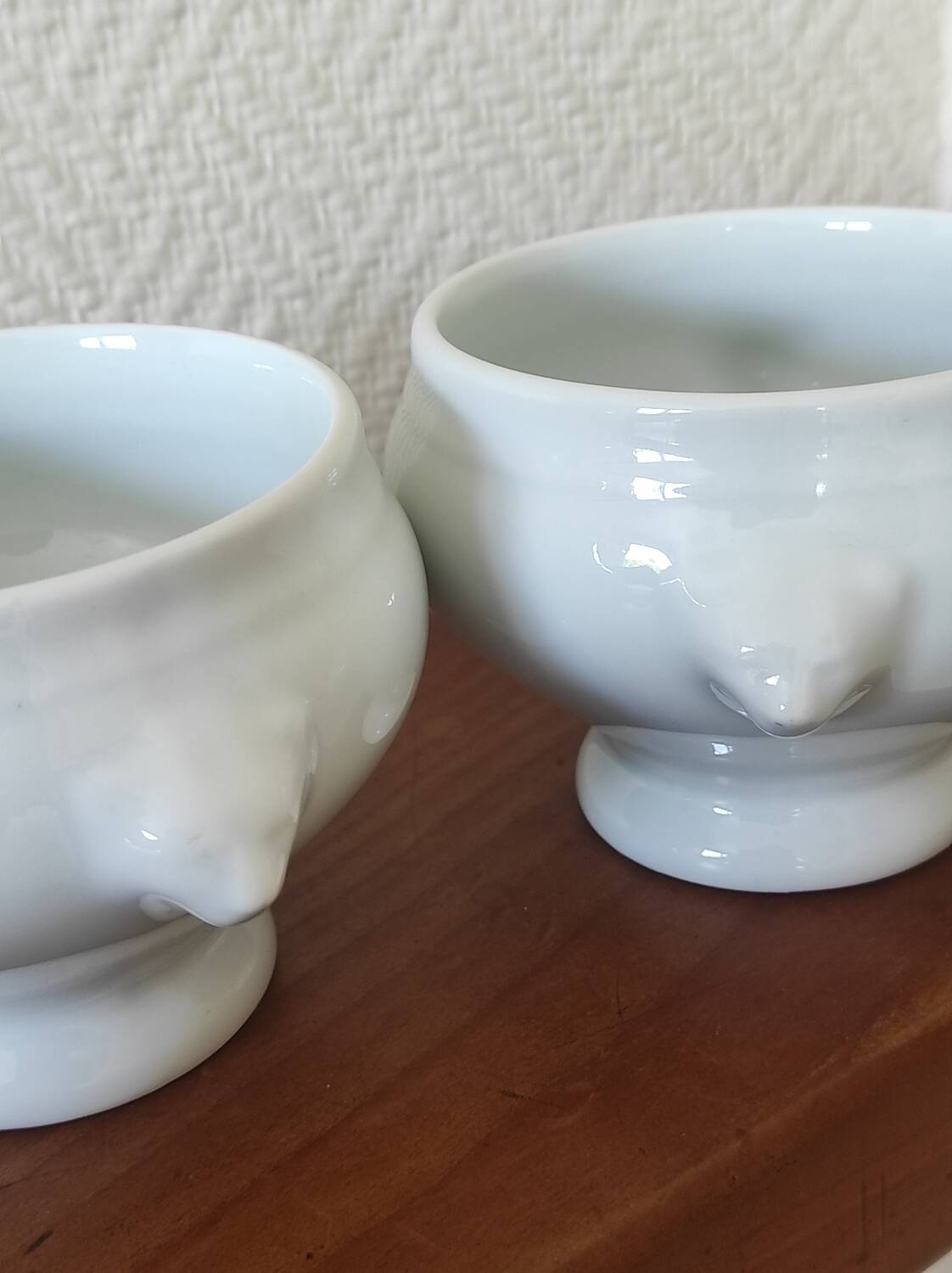 Set of 2 mini French porcelain soup tureens