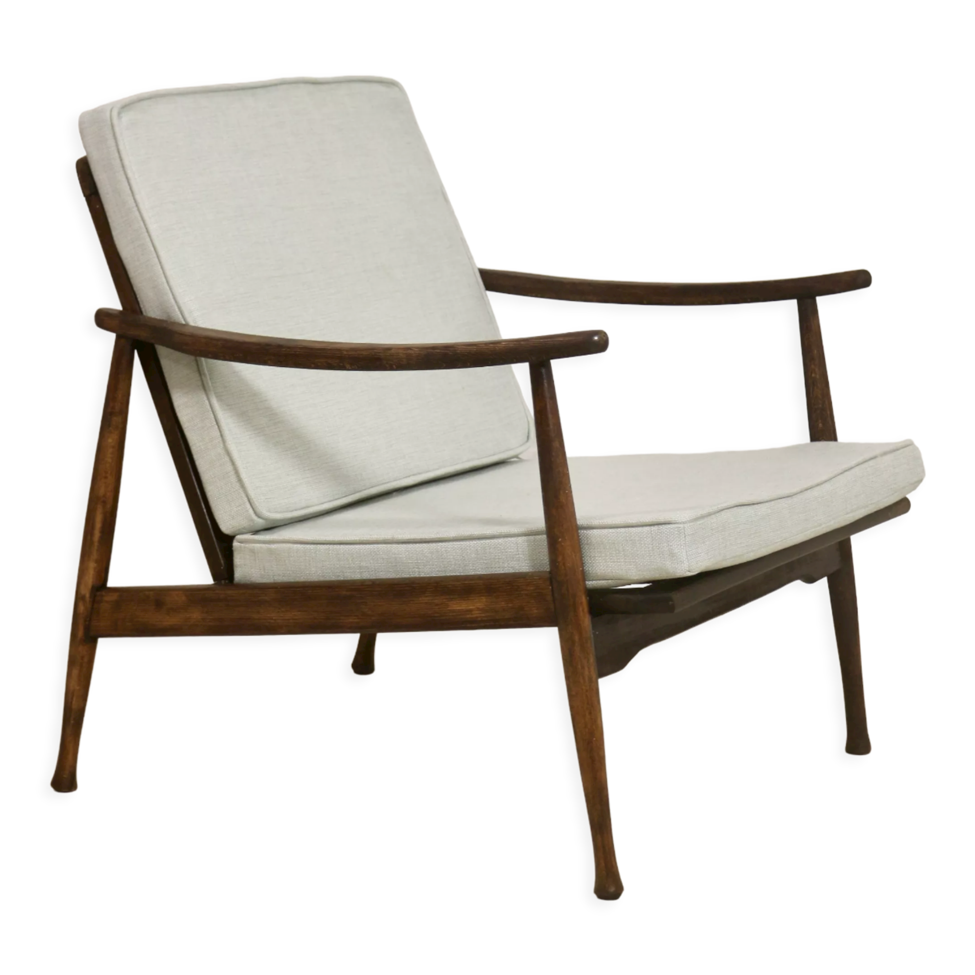 Scandinavian armchair 1960 curved armrests