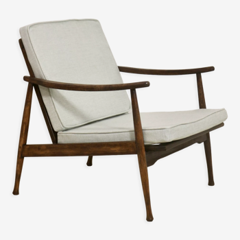 Fauteuil scandinave 1960 accoudoirs incurvés