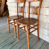 Pair of cherry bistro chairs