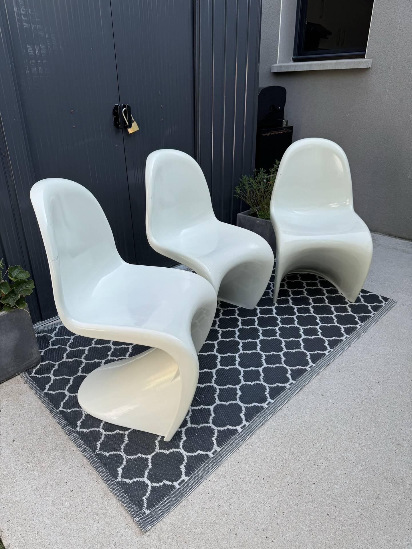 Lot de 3 chaises S vintage blanches dans le style Panton chair - Vitra