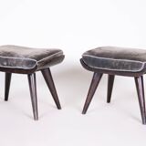 Pair of Art Deco Beech Stools, Original Preserved Condition, Czech, 1920s