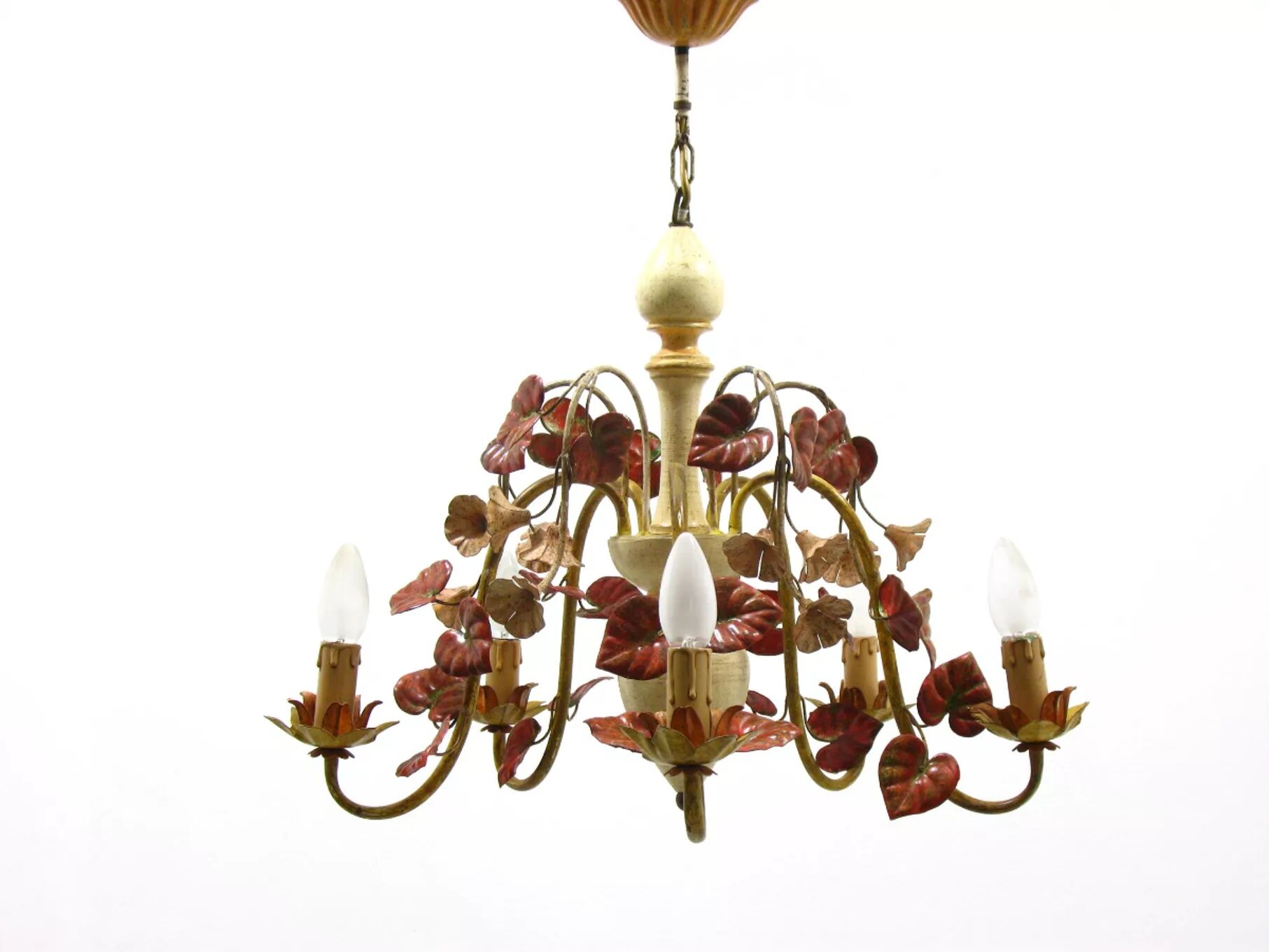 Lustre floral Hollywood Regency, années 1970
