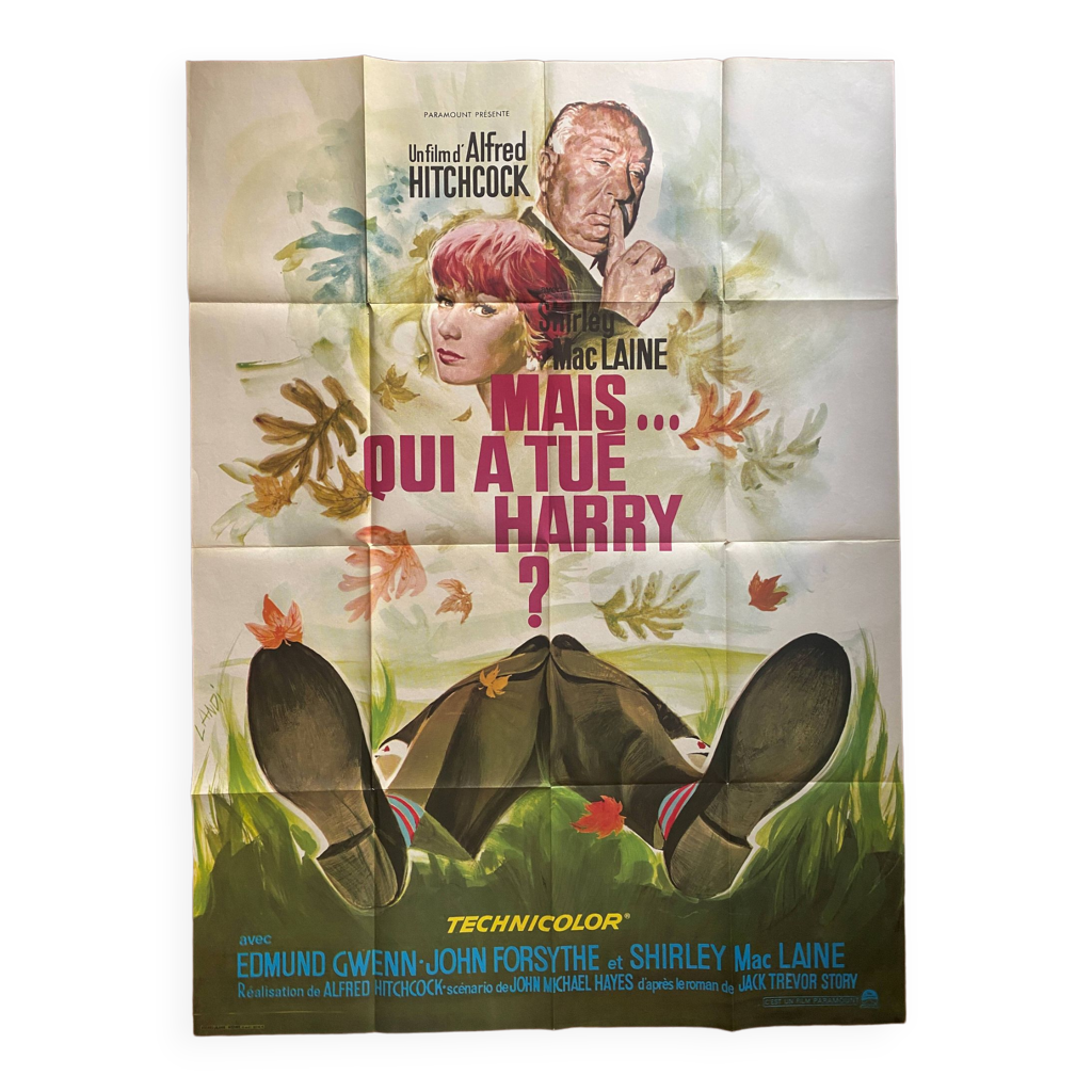 Affiche cinéma "Mais qui a tué Harry" Alfred Hitchcock 120x160cm 70