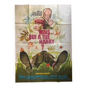 Affiche cinéma "Mais qui a tué Harry" Alfred Hitchcock 120x160cm 70's