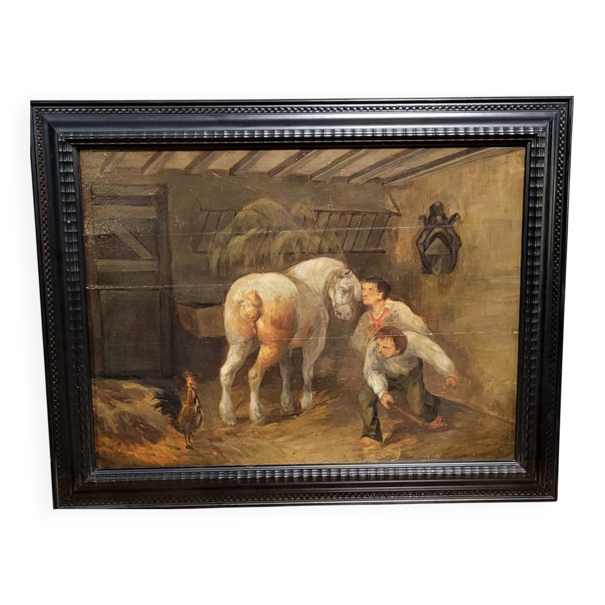 Painting: Flemish School of the 18th century: oil on panel / the stable