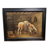 Painting: Flemish School of the 18th century: oil on panel / the stable