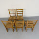 Set of 5 wooden chairs with rope seats, Scandinavian design, 1970s