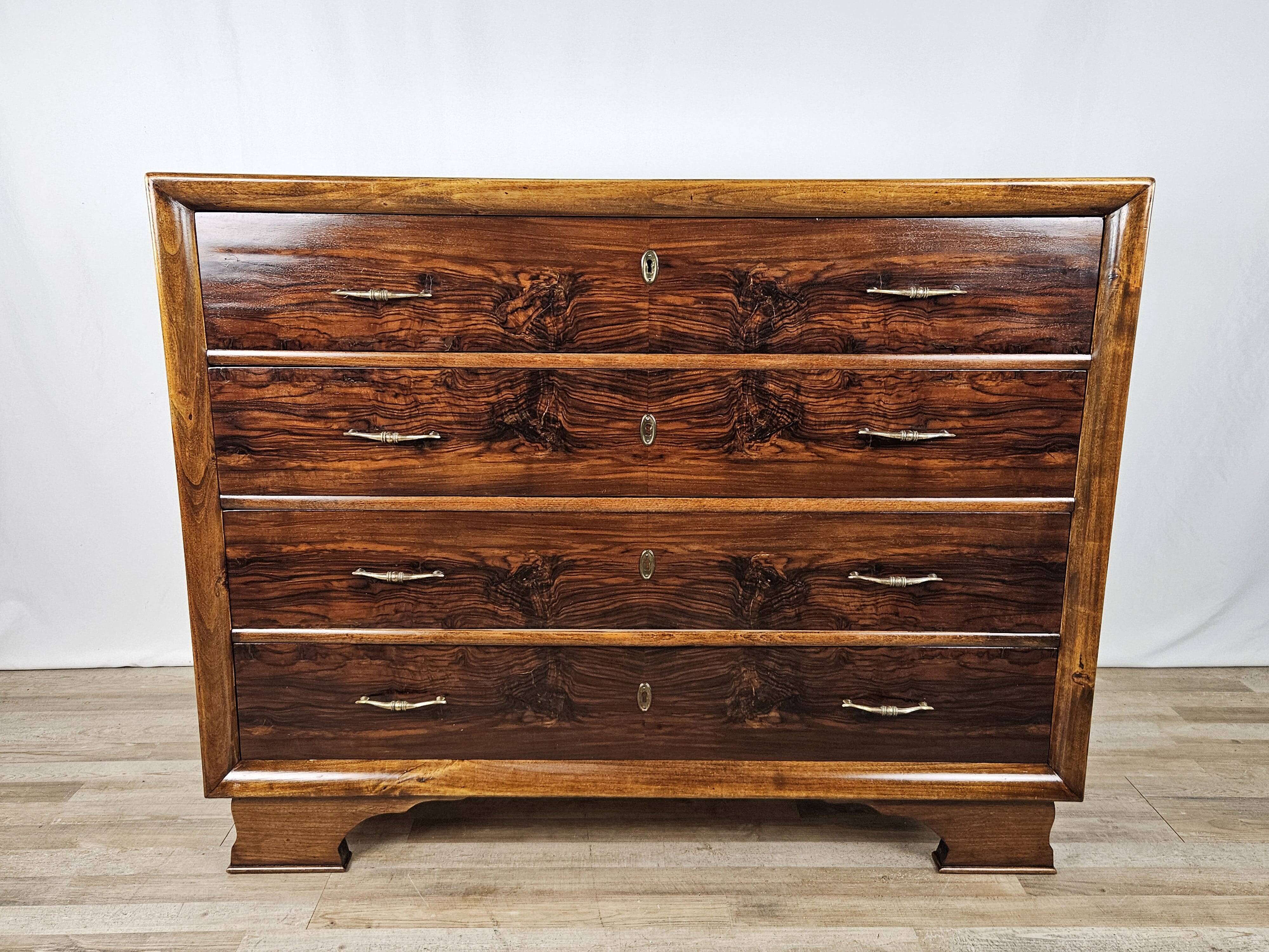 Commode Art Déco avec poignées en laiton