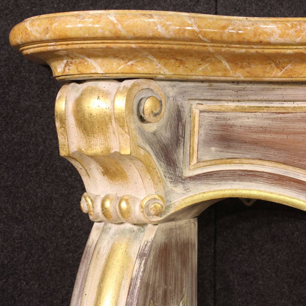 Cheminée Italienne En Bois Peint Et Doré