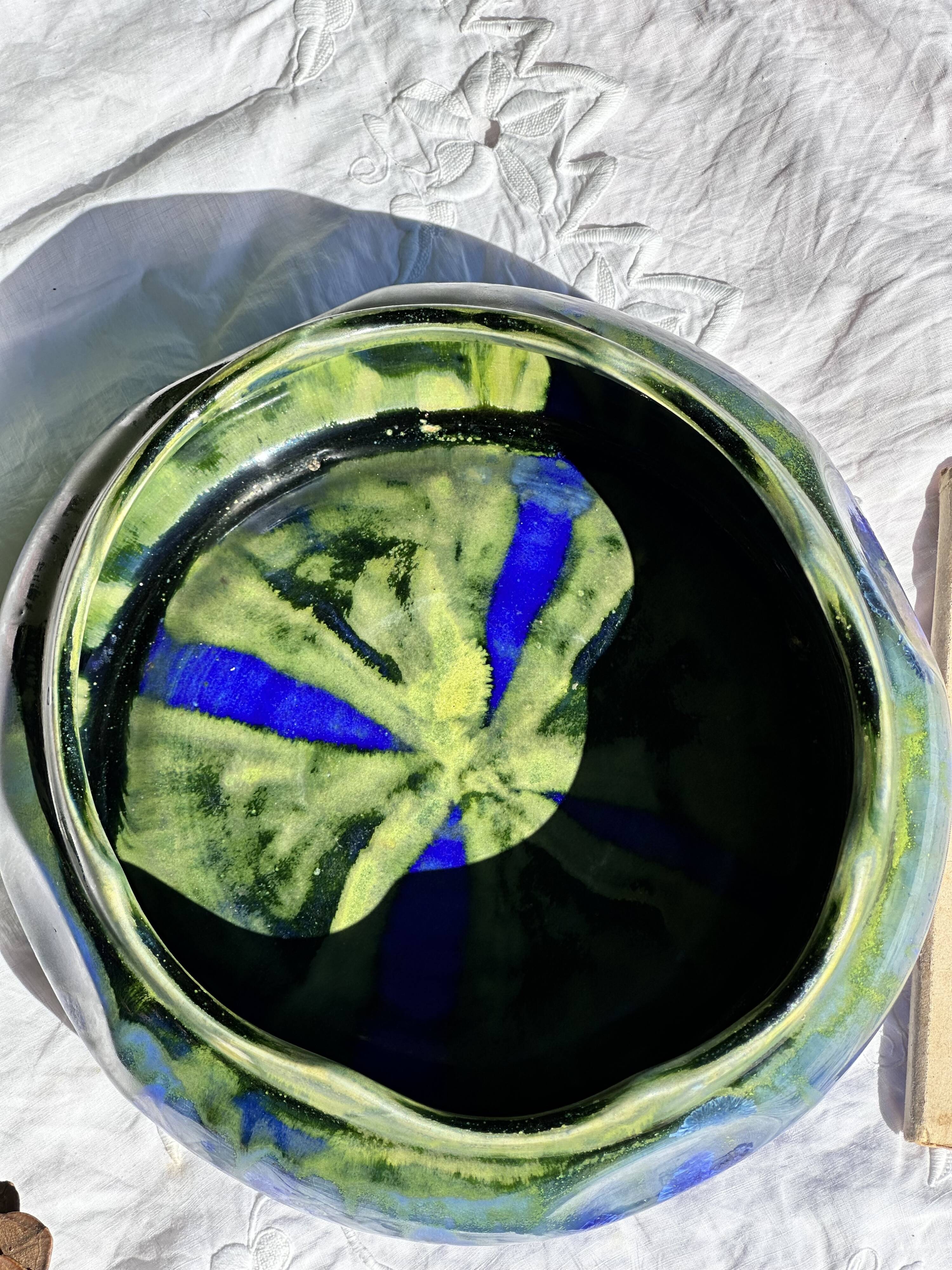 Gilbert metenier signed ceramic bowl // french art deco