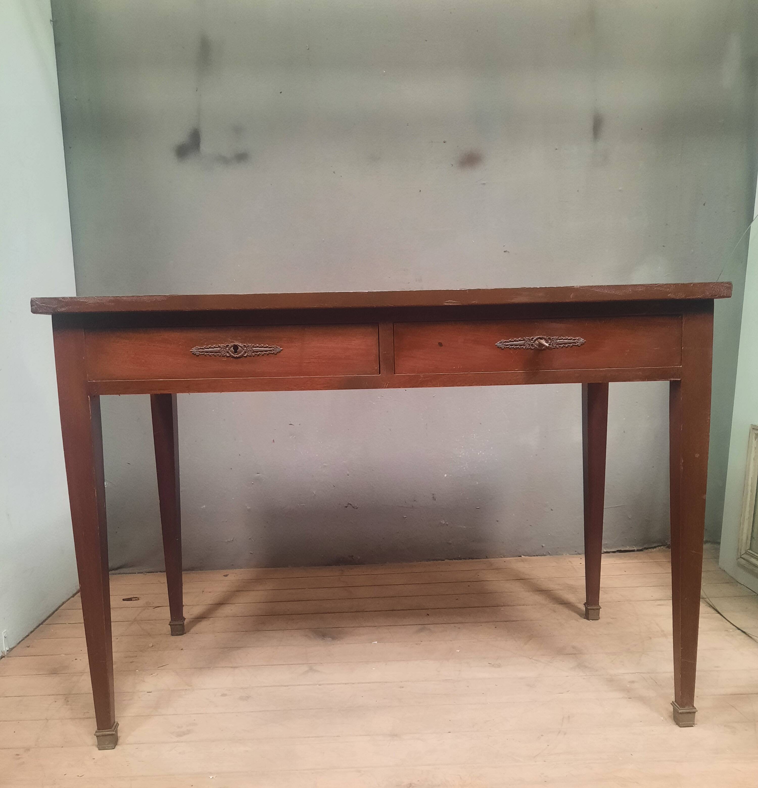 Directoire style desk table with 2 drawers